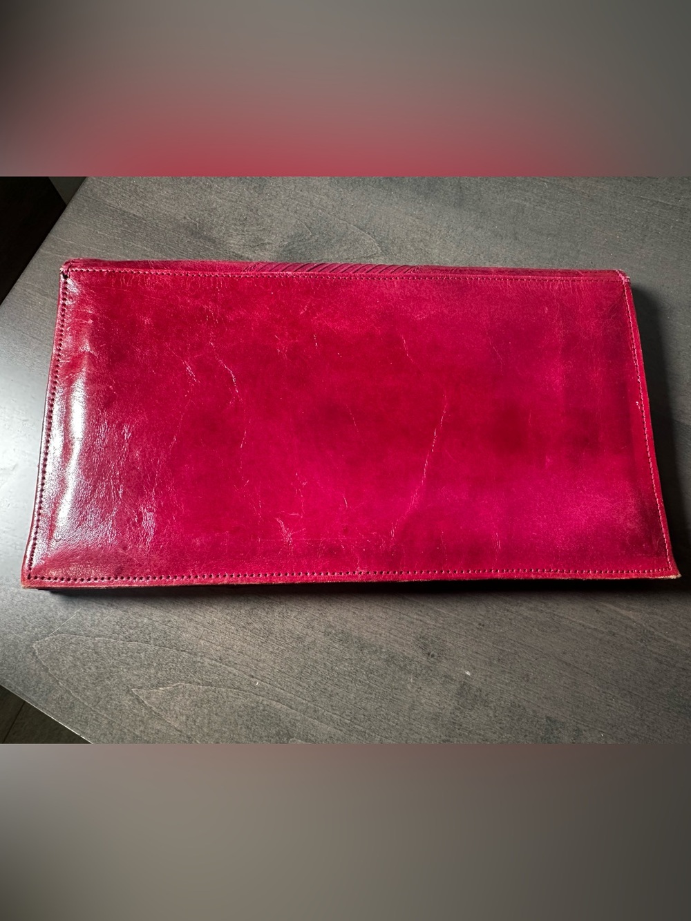Pink red Leather Envelope Clutch - Women Bags - Picture 5 of 7